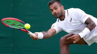 Sumit Nagal showcased brilliance against Miomir Kecmanovic in the first round match of Wimbledon, but committed as many as 44 unforced errors. AP 