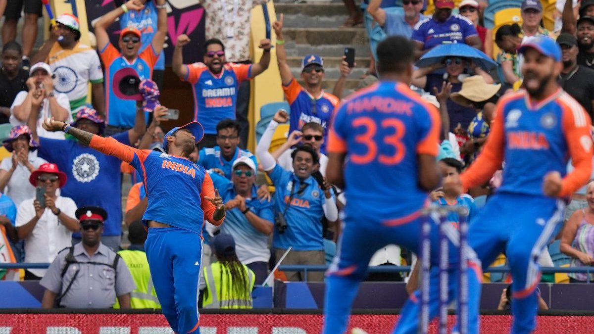 Suryakumar Yadav's catch played a big role in India winning the T20 World Cup. AP Suryakumar Yadav's catch played a big role in India winning the T20 World Cup. AP