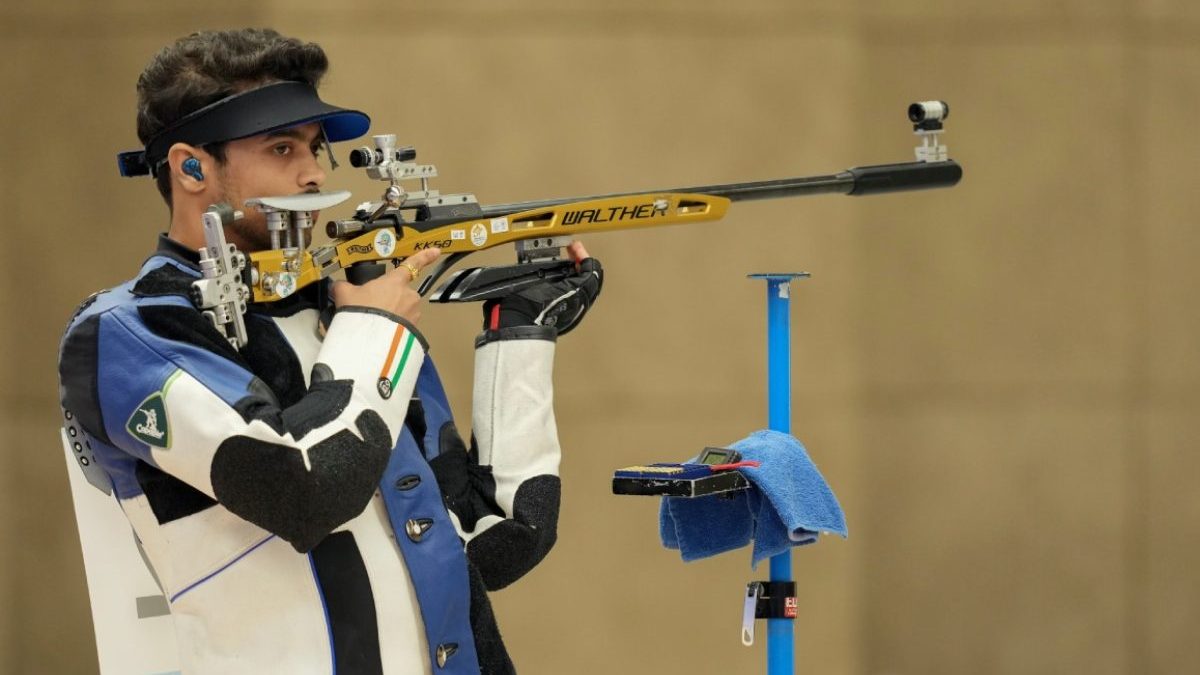 Swapnil Kusale's Men’s Rifle 50m 3P final is scheduled for 1st August. DD Sports image
Swapnil Kusale's Men’s Rifle 50m 3P final is scheduled for 1st August. DD Sports image
