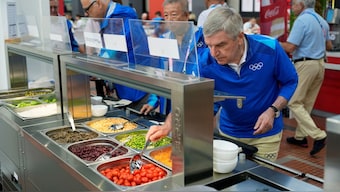 International Olympic Committee (IOC) President Thomas Bach tours the athletes village ahead of the Paris 2024 Olympics, July 22, 2024. File Image/Reuters