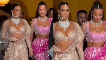WATCH: Kim & Khloe Kardashian stun in their lehengas as they leave for Anant Ambani and Radhika Merchant's wedding reception