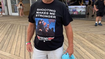 Social media users posting pictures of people wearing t-shirts with photos taken during Trump's assassination attempt printed on it. Source: X