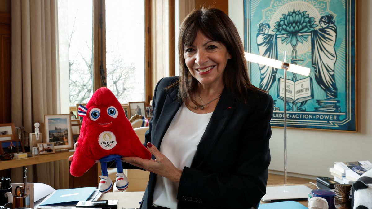 Mayor of Paris Anne Hidalgo poses with the official toy mascot, called the Phryges, of Paris 2024 Olympic and Paralympic Games during an interview with Reuters at Paris' cityhall, France, March 13, 2024. REUTERS Mayor of Paris Anne Hidalgo poses with the official toy mascot, called the Phryges, of Paris 2024 Olympic and Paralympic Games during an interview with Reuters at Paris' cityhall, France, March 13, 2024. REUTERS