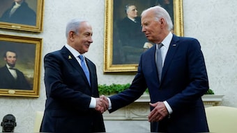 US President Joe Biden meets with Israeli Prime Minister Benjamin Netanyahu in the Oval Office at the White House in Washington, US. File Image/Reuters