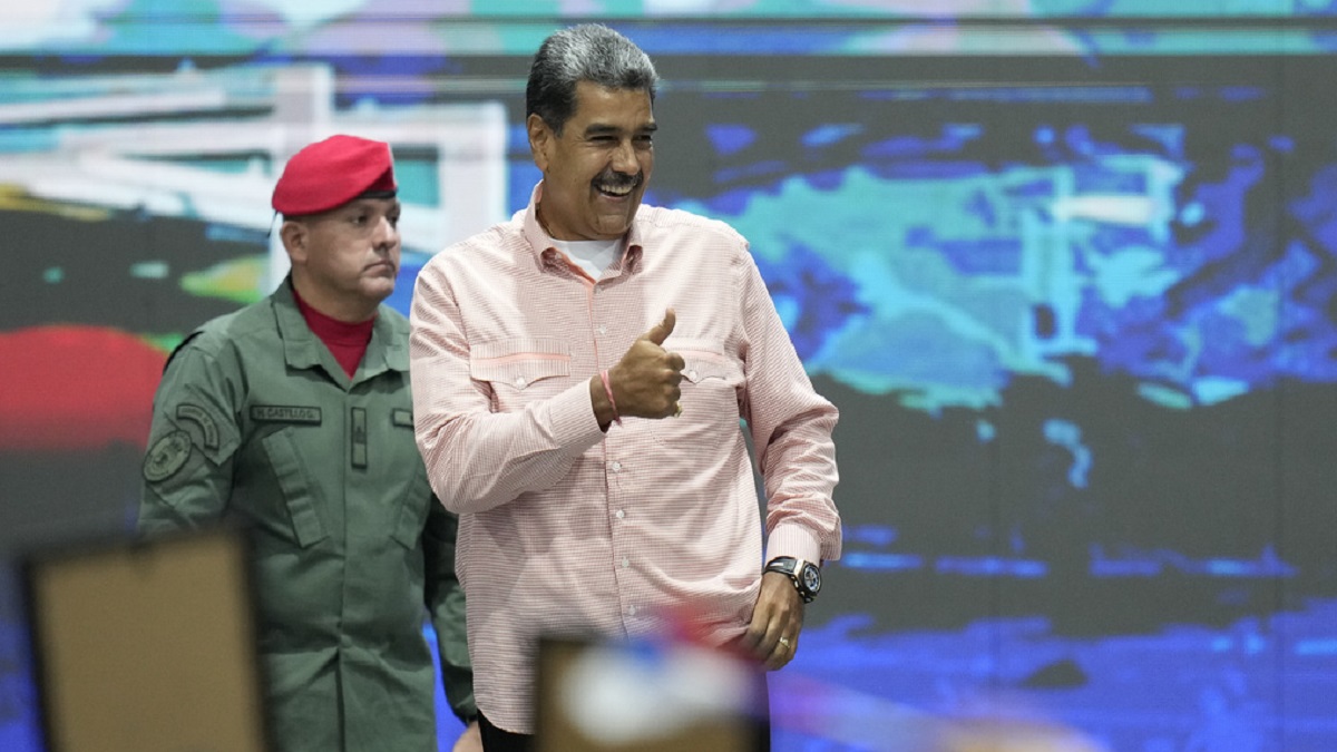 Venezuelan President Nicolas Maduro, right, gestures during a meeting with international observers in Caracas, Venezuela. AP Venezuelan President Nicolas Maduro, right, gestures during a meeting with international observers in Caracas, Venezuela. AP