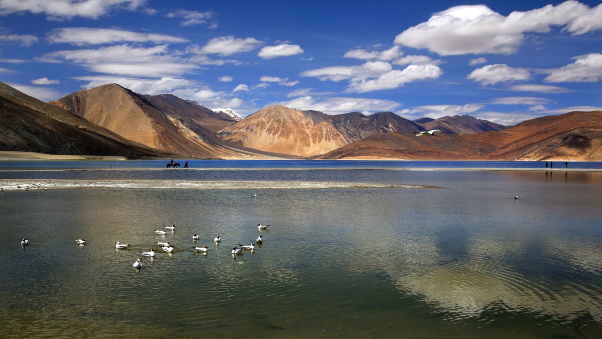 The Pangong lake high up in Ladakh region of India. Satellite visuals show that China's bridge across Pangong Tso (lake) is now operational. File image/AP The Pangong lake high up in Ladakh region of India. Satellite visuals show that China's bridge across Pangong Tso (lake) is now operational. File image/AP