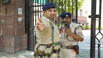 Police personnel outside the National Museum in New Delhi. The three new criminal laws -- The Bharatiya Nyaya Sanhita, Bharatiya Nagarik Suraksha Sanhita and the Bharatiya Sakshya Adhiniyam -- take effect, starting today. File image/PTI

