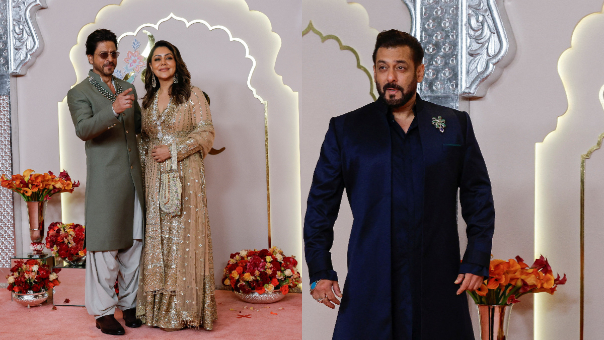 Shah Rukh Khan, Salman Khan arrive at Anant Ambani-Radhika Merchant's wedding, drip with swag on red carpet Shah Rukh Khan, Salman Khan arrive at Anant Ambani-Radhika Merchant's wedding, drip with swag on red carpet