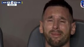 Lionel Messi in tears after being subbed out of Copa America final with injury