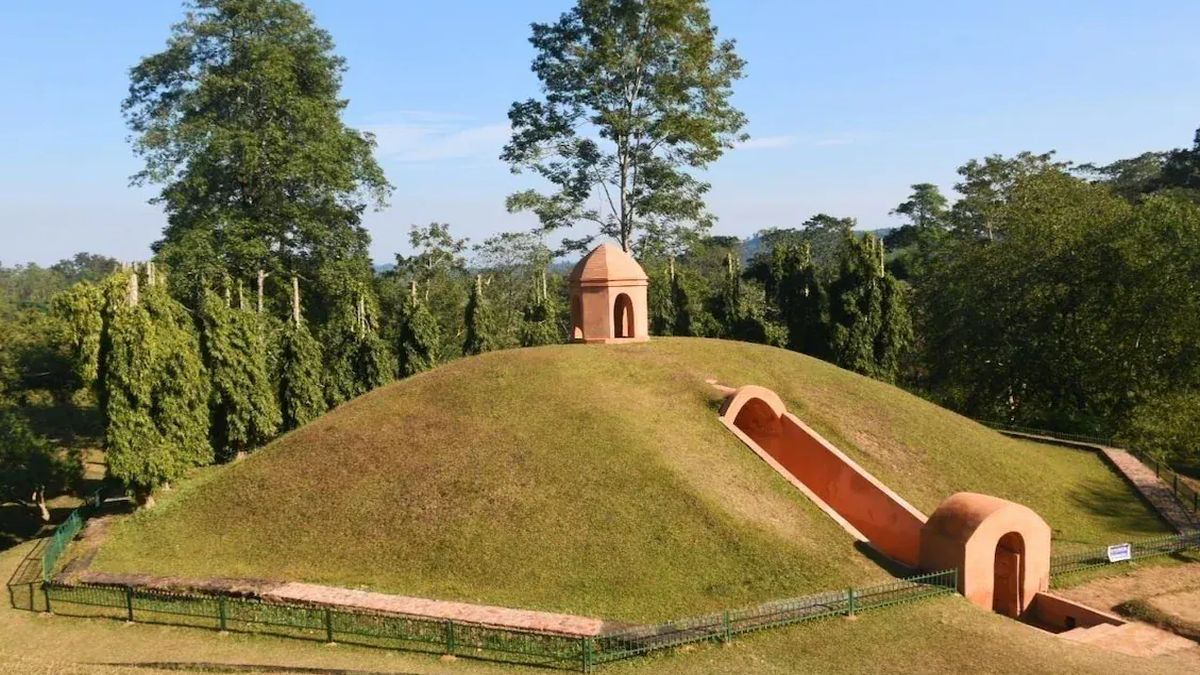 Assam's Moidams - the mound burial system of the Ahom dynasty - has been included in the UNESCO World Heritage List. Image Courtesy: @UNInIndia/X Assam's Moidams - the mound burial system of the Ahom dynasty - has been included in the UNESCO World Heritage List. Image Courtesy: @UNInIndia/X