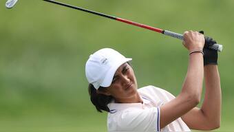 Aditi Ashok during Round 1 of women's individual golf competition at the Paris Olympics. Reuters 