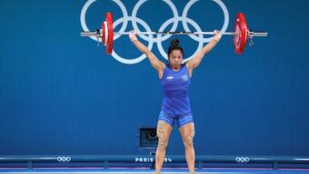 Mirabai Chanu lifted a total of 199 kg in the women's 49 kg weightlifting competition at the Paris Olympics on Wednesday. Reuters 