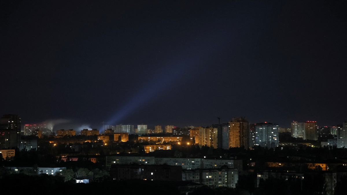 Ukrainian service personnel use a searchlight as they search for drones in the sky over the city during a Russian drone strike, amid Russia's attack on Ukraine, in Kyiv, Ukraine. Reuters Ukrainian service personnel use a searchlight as they search for drones in the sky over the city during a Russian drone strike, amid Russia's attack on Ukraine, in Kyiv, Ukraine. Reuters
