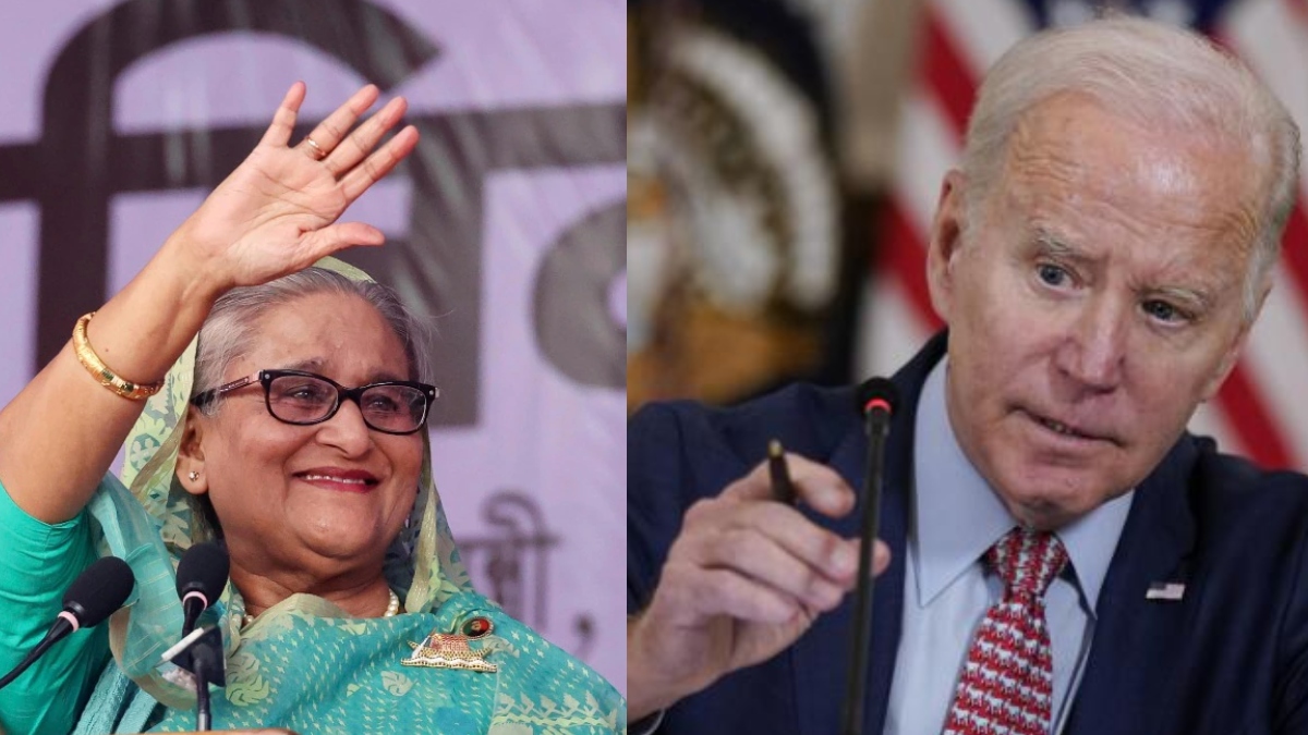 Former Prime Minister of Banglaesh Sheikh Hasina and US President Joe Biden. AP Former Prime Minister of Banglaesh Sheikh Hasina and US President Joe Biden. AP