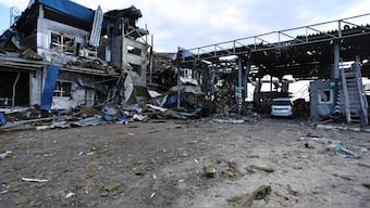 This photograph taken on 16 August, 2024, during a media tour organised by Ukraine, shows a destroyed border crossing point near the Ukrainian-controlled Russian town of Sudzha, Kursk region, amid the Russian invasion in Ukraine. File image/AFP
