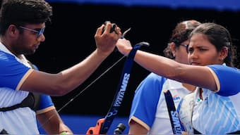 India's Dhraj Bommadevara and Ankita Bhakat missed out on a bronze medal after going down to USA in the mixed team archery tournament at Paris Olympics. AP 