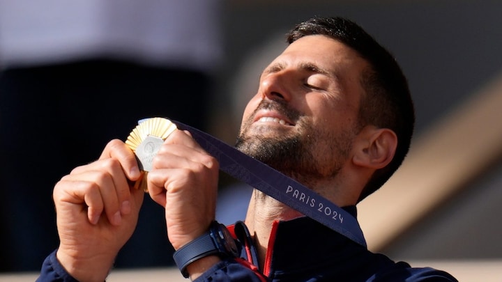 Novak Djokovic wins maiden Olympic gold medal after beating Carlos Alcaraz in final Novak Djokovic wins maiden Olympic gold medal after beating Carlos Alcaraz in final