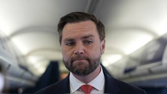 Republican vice presidential candidate Sen. JD Vance, R-Ohio, speaks to the media on his plane at Philadelphia International Airport, Tuesday, August 6, 2024, in Philadelphia. AP