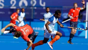 Amit Rohidas was given red card  during the hockey quarter-final between India and Great Britain at Paris Olympics. Reuters