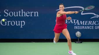 Aryna Sabalenka in action against the top-ranked Iga Swiatek in the Cincinnati Open semi-finals. Image: Reuters