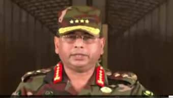 Bangladesh Army Chief Waker-Uz-Zaman addresses the nation on Monday. ANI