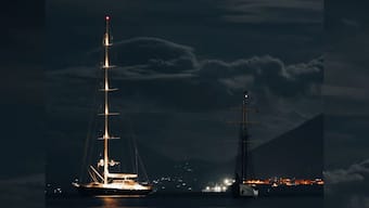 Bayesian, a 56-meter-long sailboat, which later sank off the Sicilian capital Palermo, is seen in Santa Flavia, Italy, August 18, 2024 in this picture obtained from social media. File Image/Reuters