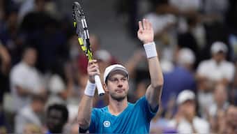 Botic van De Zandschulp shocked Carlos Alcaraz in the second round of the US Open. AP