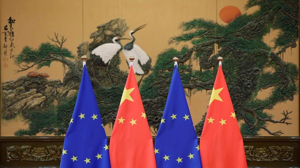 Flags of European Union and China are pictured during the China-EU summit at the Great Hall of the People in Beijing, China. File image/ Reuters Flags of European Union and China are pictured during the China-EU summit at the Great Hall of the People in Beijing, China. File image/ Reuters