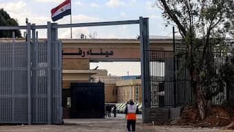 The Egyptian side of the Rafah border crossing with the Gaza Strip is pictured from the Palestinian side in the southern part of the Palestinian territory on January 29, 2024 amid the ongoing conflict between Israel and Hamas. AFP File