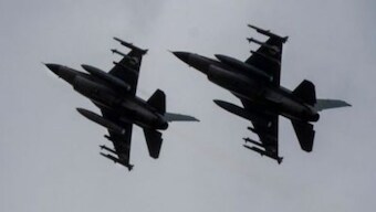 The Ukrainian Air Force's F-16 fighter jet flies in an undisclosed location in Ukraine. AP File