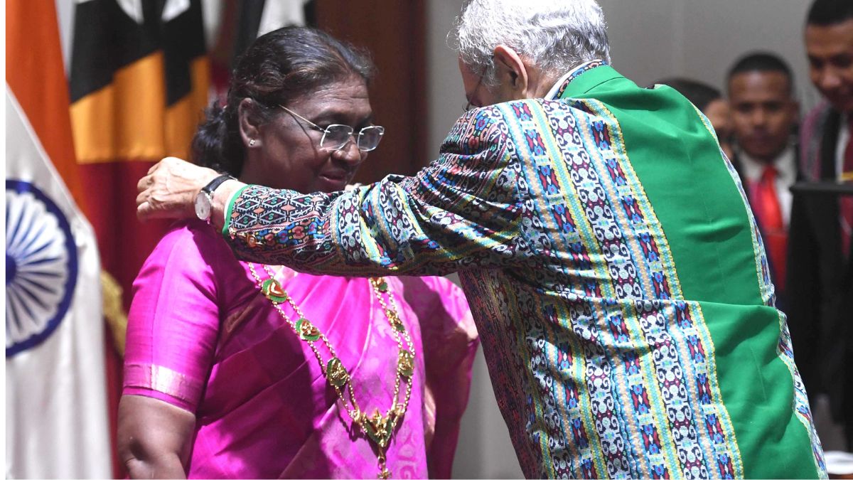 President Murmu said that the honour is a reflection of the ties of friendship between India and Timor-Leste. Image/X/@rashtrapatibhvn President Murmu said that the honour is a reflection of the ties of friendship between India and Timor-Leste. Image/X/@rashtrapatibhvn