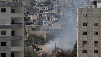 Smoke rises after an explosion during an Israeli military operation in the West Bank Jenin refugee camp, Saturday, Aug. 31, 2024. File Image- AP