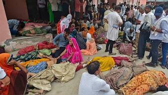 Of 121 people who died in a stampede in UP's Hathras, 108 were women and children. Image: AP 