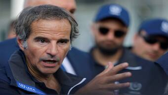 
International Atomic Energy Agency (IAEA) Director General Rafael Grossi speaks to members of the media following his visit to the Kursk Nuclear Power Plant (KNPP), in the town of Kurchatov, Russia, on Tuesday. Reuters