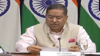 MEA Spokesperson Randhir Jaiswal addresses a press briefing on Friday. ANI