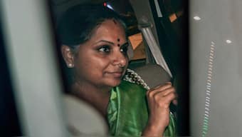(File) BRS leader K Kavitha leaves the Rouse Avenue Court in New Delhi on April 12, 2024. PTI