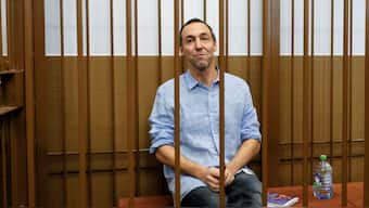 French researcher Laurent Vinatier, who is suspected of illegally collecting sensitive Russian military information, sits inside an enclosure for defendants during a court hearing in Moscow, Russia July 31, 2024. Source: REUTERS.
