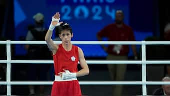 Chinese Taipei's Lin Yu-ting celebrates her victory over Turkey's Esra Yildiz in the women's boxing 57kg semi-finals at the Paris Olympics. AP