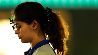 India's Manu Bhaker qualified for the women's 25m pistol final by finishing second in the qualifying round with a final score of 590. AP