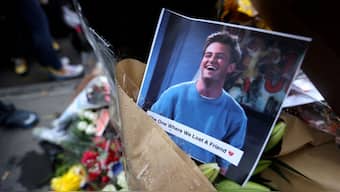 A makeshift memorial for actor Matthew Perry, the wise-cracking co-star of the 1990s hit television sitcom "Friends," who was found dead at his Los Angeles home on October 28, is pictured on Bedford Street in Manhattan in New York City, US, October 30, 2023. File Image/Reuters