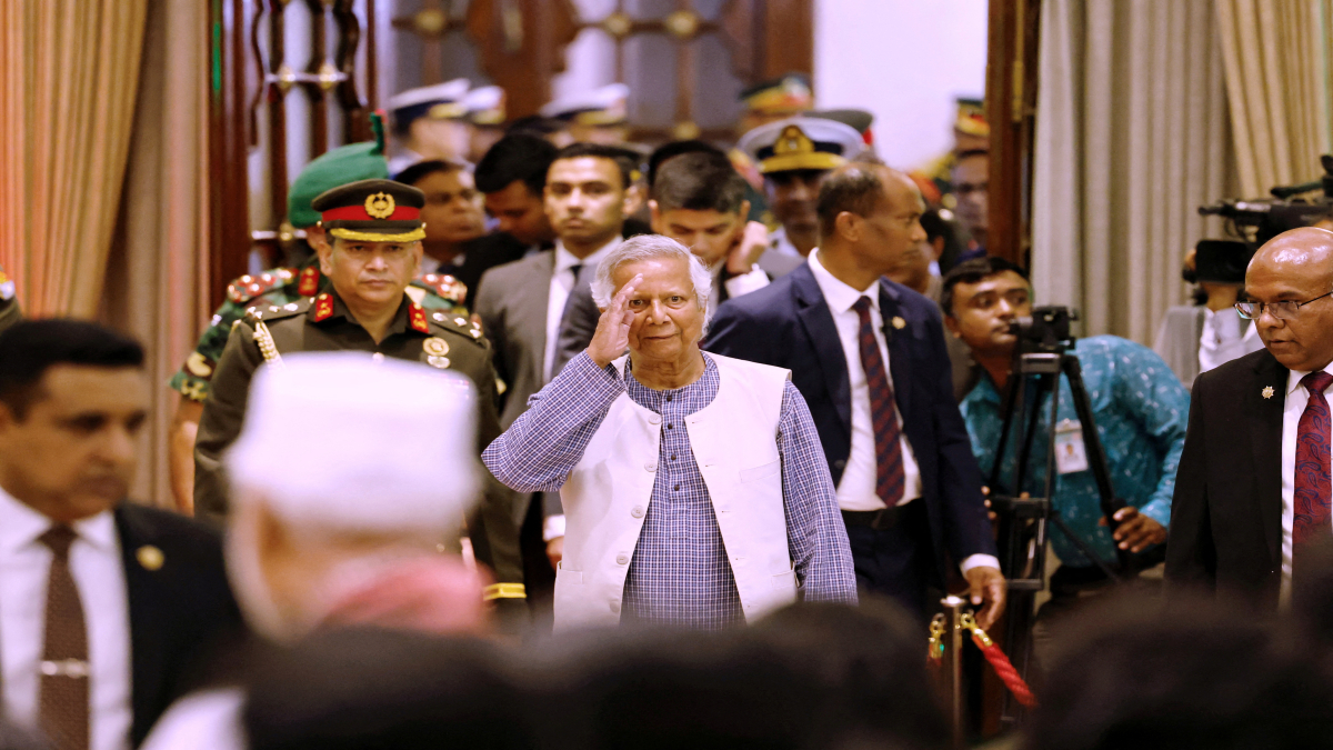Nobel laureate Muhammad Yunus salutes to the attendees upon arrival at the Bangabhaban on August 8 to take oath as the head of the interim government. Image courtesy: Reuters Nobel laureate Muhammad Yunus salutes to the attendees upon arrival at the Bangabhaban on August 8 to take oath as the head of the interim government. Image courtesy: Reuters