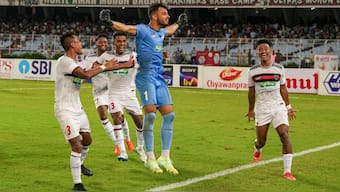 Goalkeeper Gurmeet Singh was the hero for NorthEast United as he made a couple of crucial saves in the Durand Cup final. PTI 