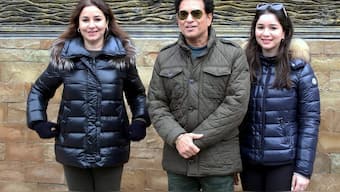 Sachin Tendulkar with wife Anjali Tendulkar and daughter Sara Tendulkar. PTI
