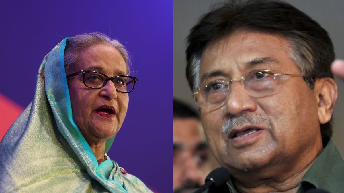 Sheikh Hasina (left) and Pervez Musharraf (right) are among the leaders who left their country amid political turmoil. Reuters Sheikh Hasina (left) and Pervez Musharraf (right) are among the leaders who left their country amid political turmoil. Reuters