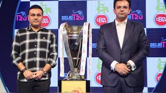  Former cricketer Virender Sehwag and President of the Delhi and District Cricket Association Rohan Jaitley during the inauguration of Delhi Premier League T20 (DPL), in New Delhi earlier in August. PTI 