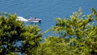 A Swiss Army boat patrols on Lake Lucerne during the Summit on peace in Ukraine at the Buergenstock Resort in Stansstad near Lucerne, Switzerland, June 16, 2024. File Image/Reuters