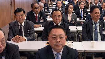 MPs from the Pheu Thai Party attend a meeting to decide who to put forward as candidate for prime minister at the parliament in Bangkok on August 15, 2024. Source: AFP.