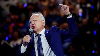 US Democratic vice presidential candidate Minnesota Governor Tim Walz speaks onstage at a campaign rally in Milwaukee, Wisconsin, US, August 20, 2024. File Image/Reuters