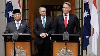 Australian and Indonesian leaders announcing the defence deal (Photo: X/Richard Marles)