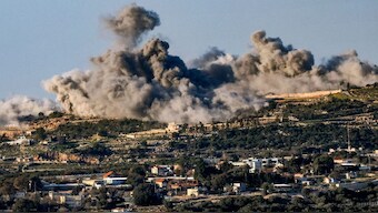 An earlier photograph showing an Israeli strike targeting Hezbollah in Lebanon (Photo: AFP)